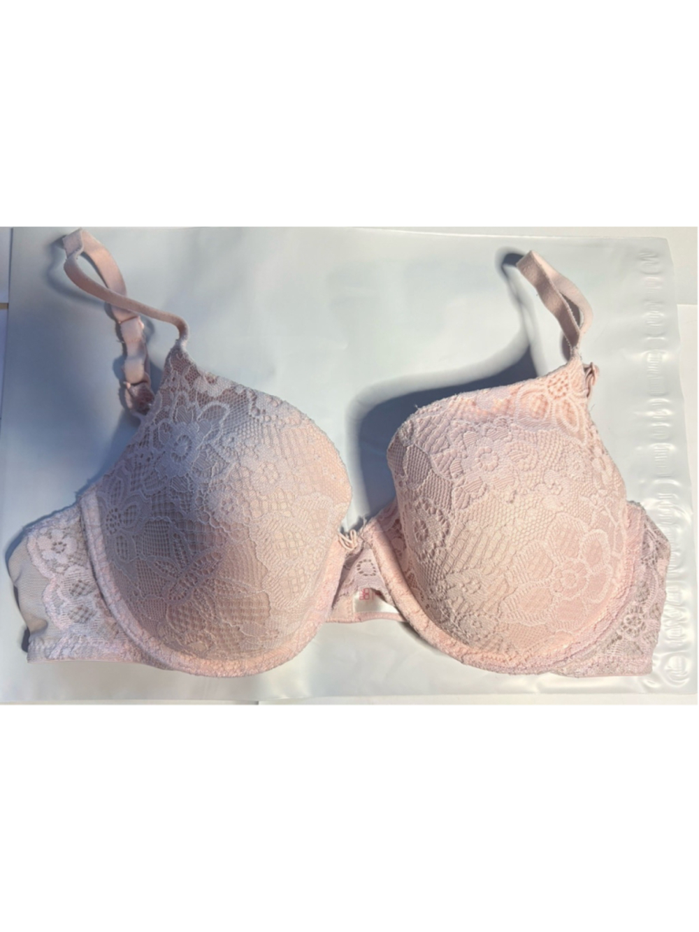 No Boundaries Pnk Lace Bra 36B Coquette Soft Girl Floral Padded Underwire 47007L